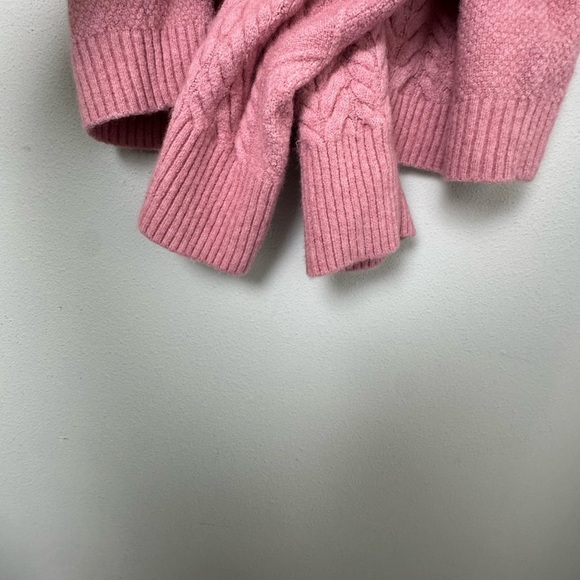 J.Crew‎ Cable-knit Rollneck Wool Blend Sweater Supersoft Yarn Dusty Rose Pink L - Picture 8 of 16
